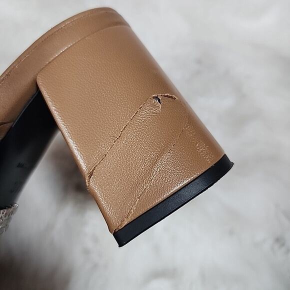 Prada - Cross Strap Leather Backless Sandal Slide Heel Pump Brown Size 7.5 - Picture 2 of 12